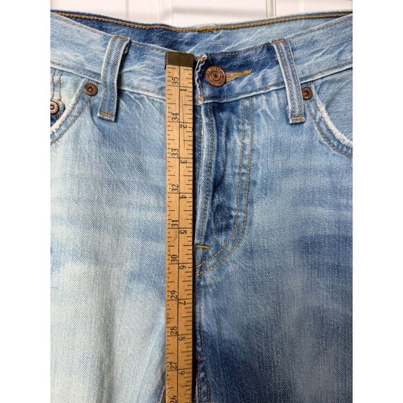 Levi's Womens Button Fly Distressed Bleached Straight Leg Blue Jeans W26 - Picture 10 of 13